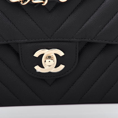 Chanel Caviar Chevron Quilted Small Double Flap Black 9 of 10