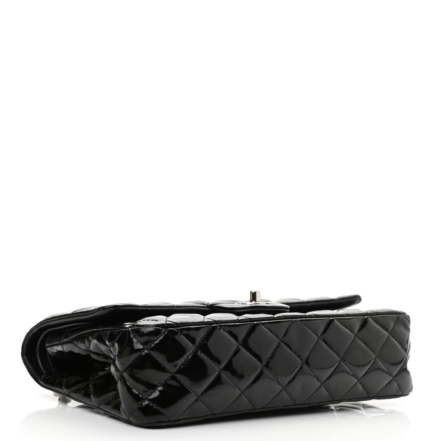 Patent Quilted Medium Double Flap Black