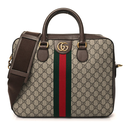 Gucci GG Supreme Monogram Textured Calfskin Web Medium Ophidia Briefcase Beige Ebony New Acero 1 of 13