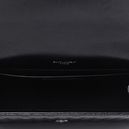 Saint Laurent Grain De Poudre Textured Mixed Matelasse Triquilt Medium Monogram Satchel Black 5 of 16