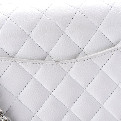 Chanel Caviar Quilted Medium Double Flap White 10 of 11