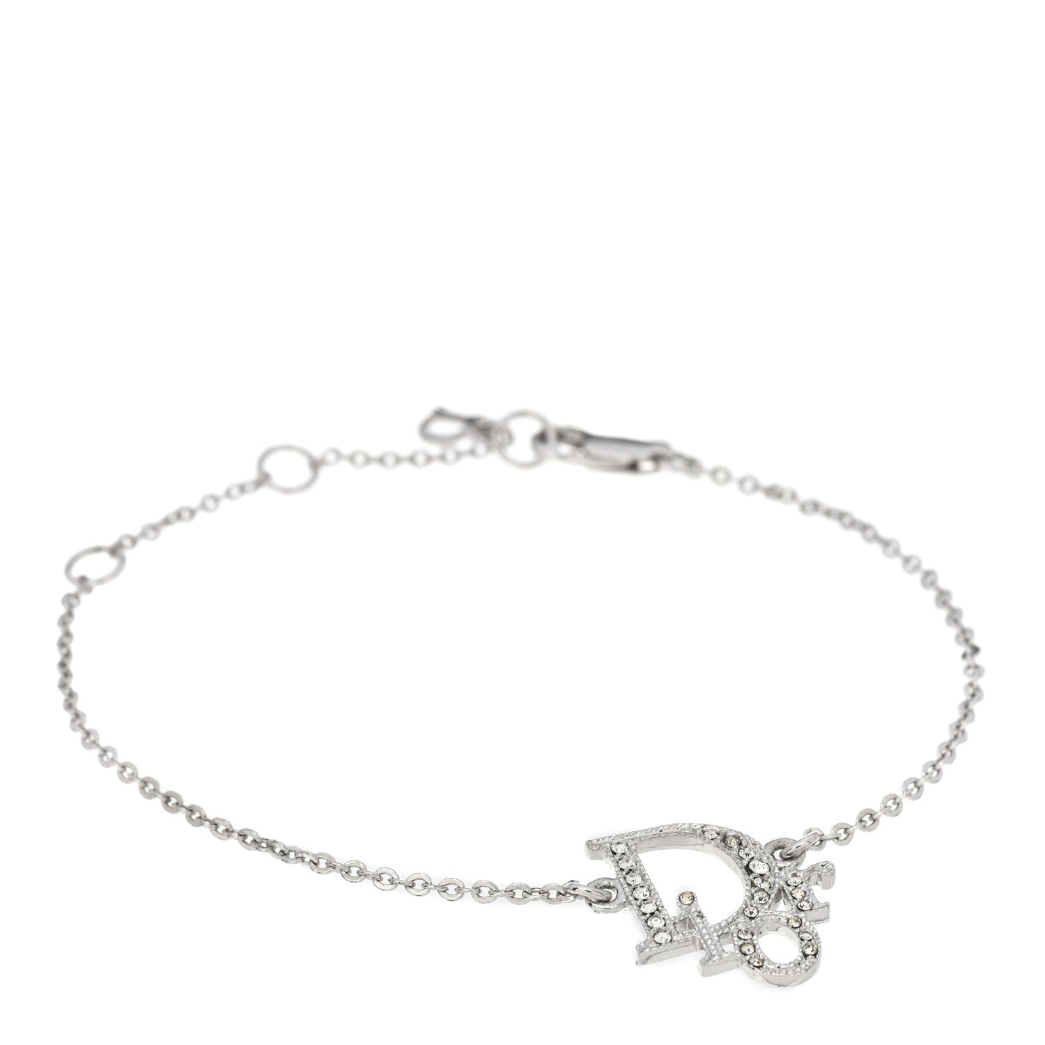 Christian Dior Crystal Logo Bracelet Silver 1 of 3