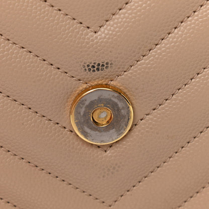 Saint Laurent Grain De Poudre Matelasse Chevron Large Monogram Satchel Dark Beige 9 of 17