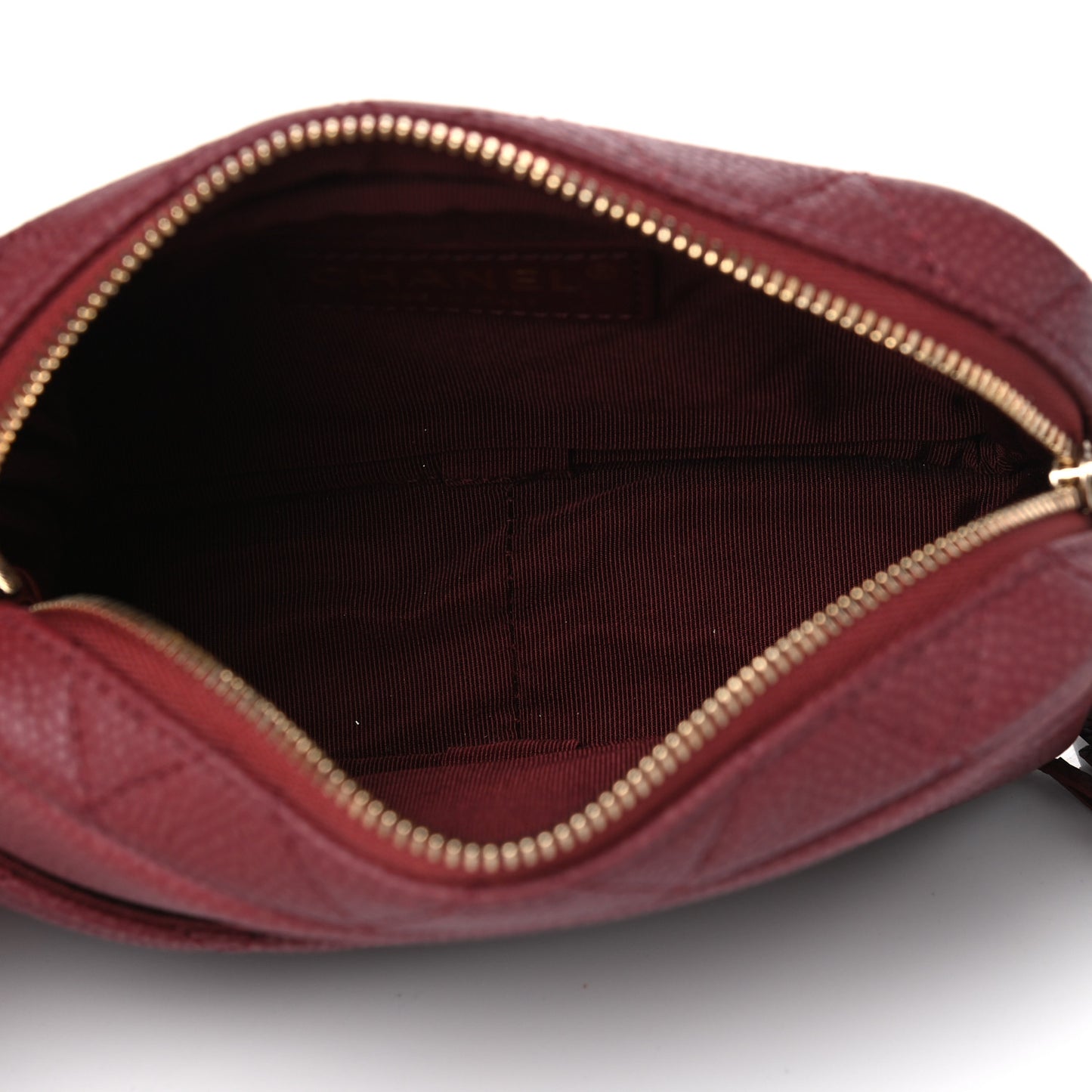 Caviar Quilted Mini Coco Tassel Camera Case Burgundy
