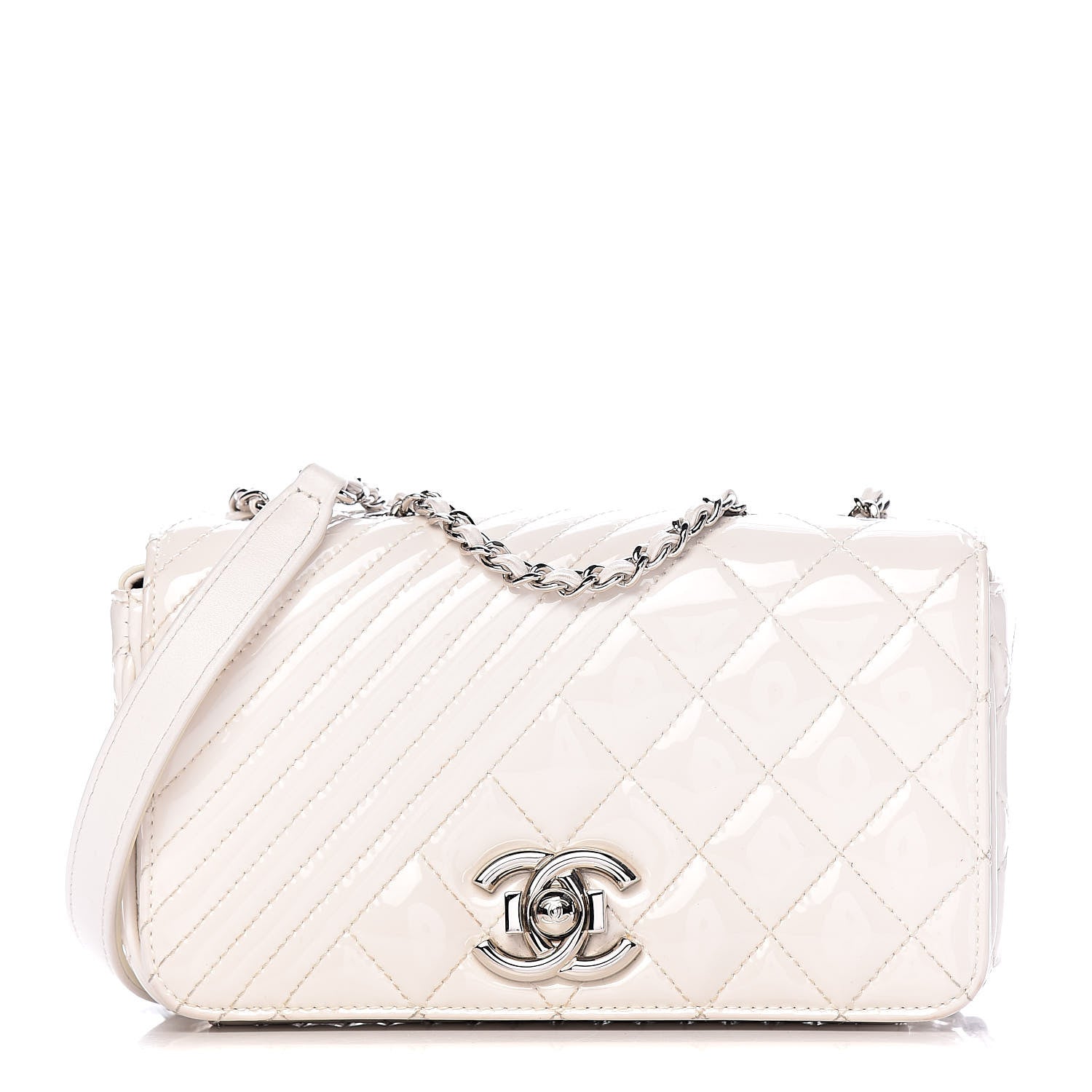 Chanel Patent Quilted Small Coco Boy Flap White 1 of 13