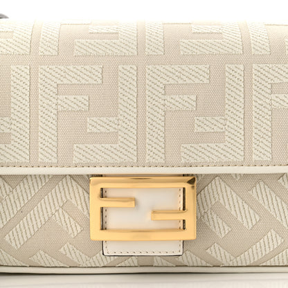 Fendi Canvas Vitello King Extra Strap FF Embroidered Baguette White Ice 8 of 11