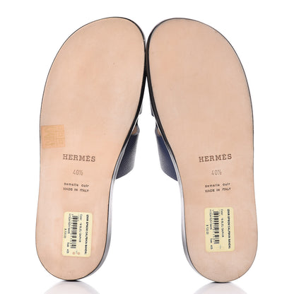 Hermes Epsom Mens Izmir Sandals 40.5 Bleu Saphir 5 of 10