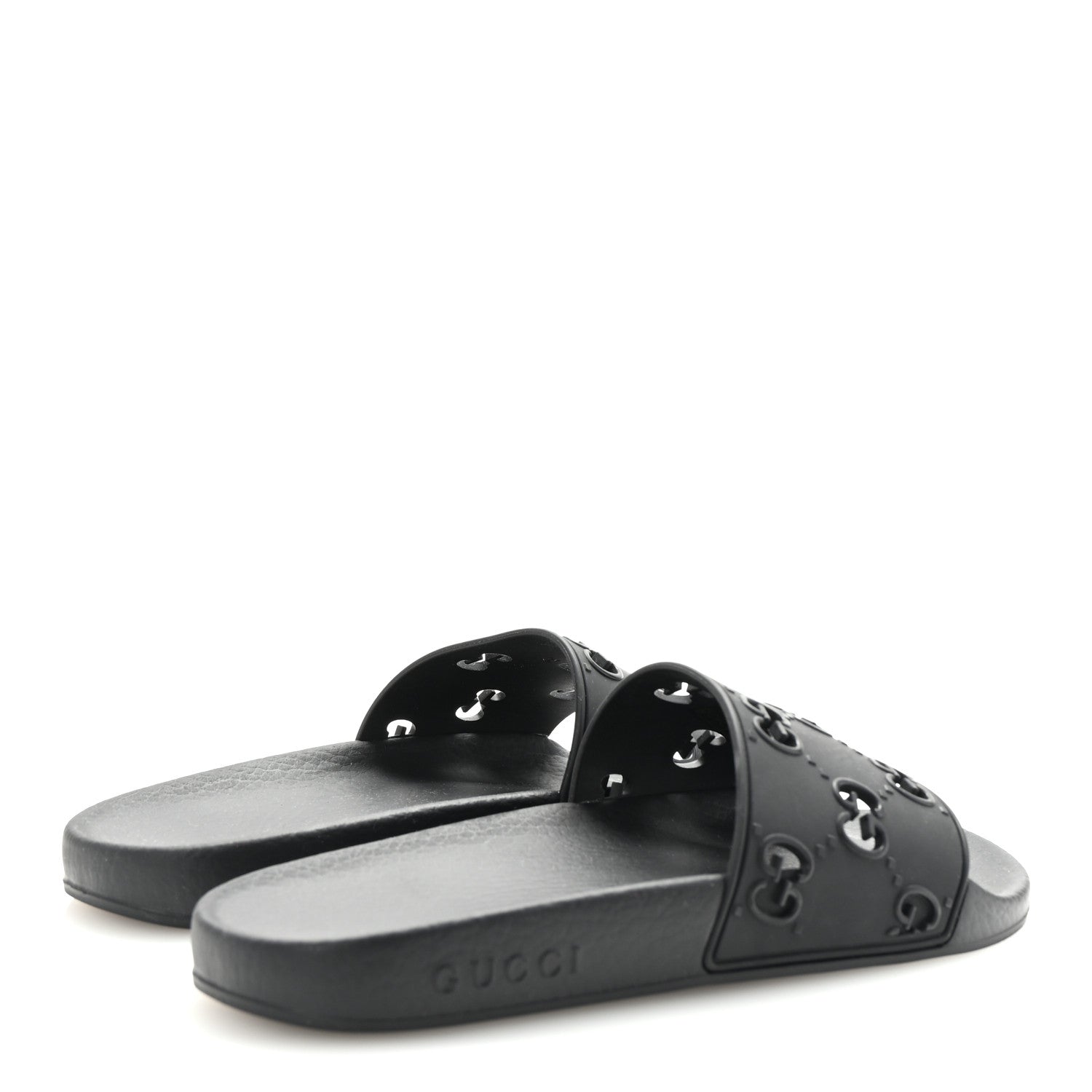 Gucci Rubber GG Monogram Perforated Womens Slide Sandals 39 Black 5 of 8