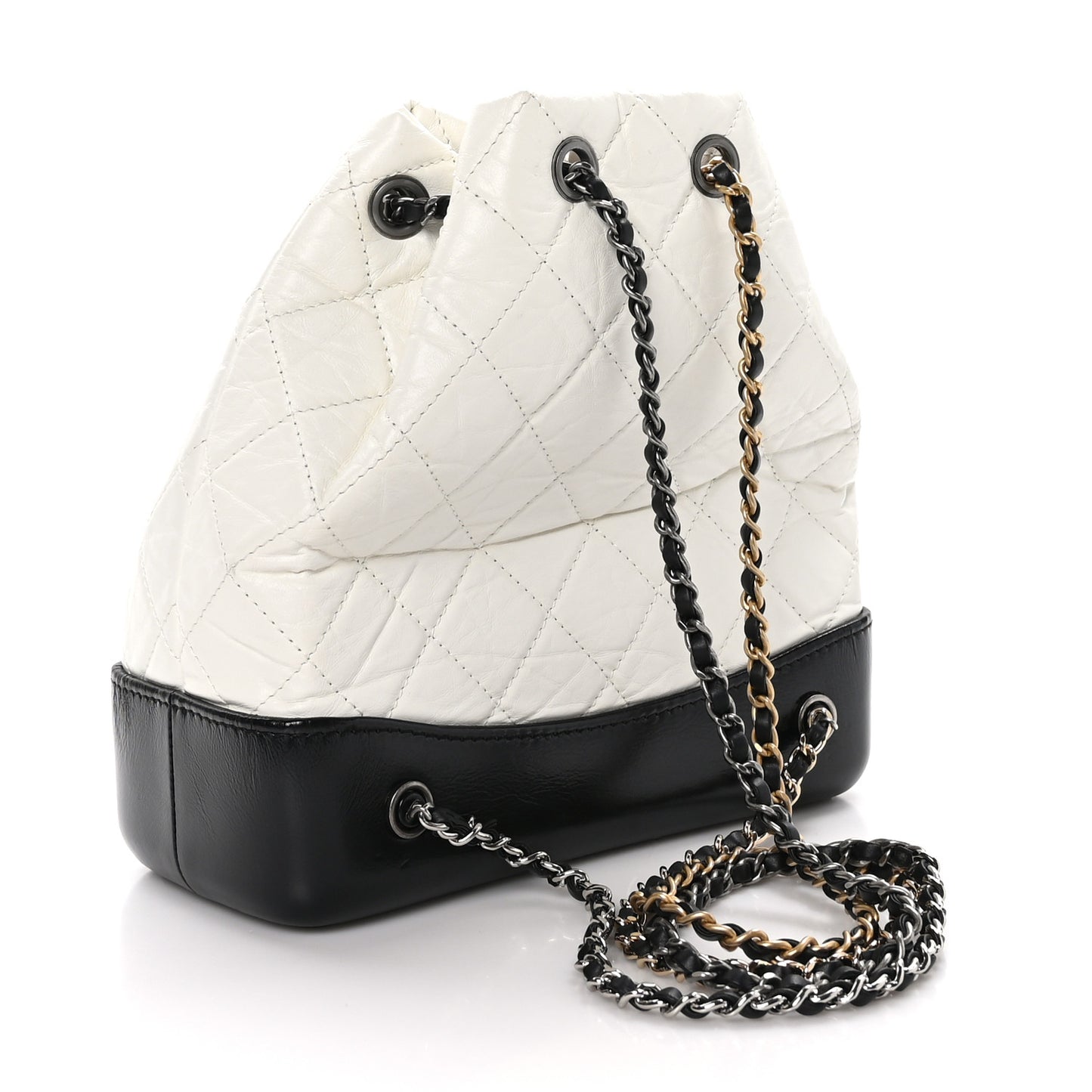 Aged Calfskin Quilted Small Gabrielle Backpack Black White