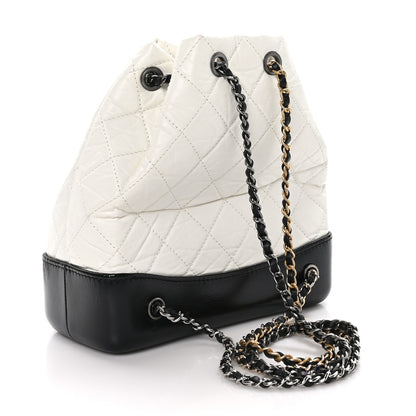 Chanel Aged Calfskin Quilted Small Gabrielle Backpack Black White 3 of 11