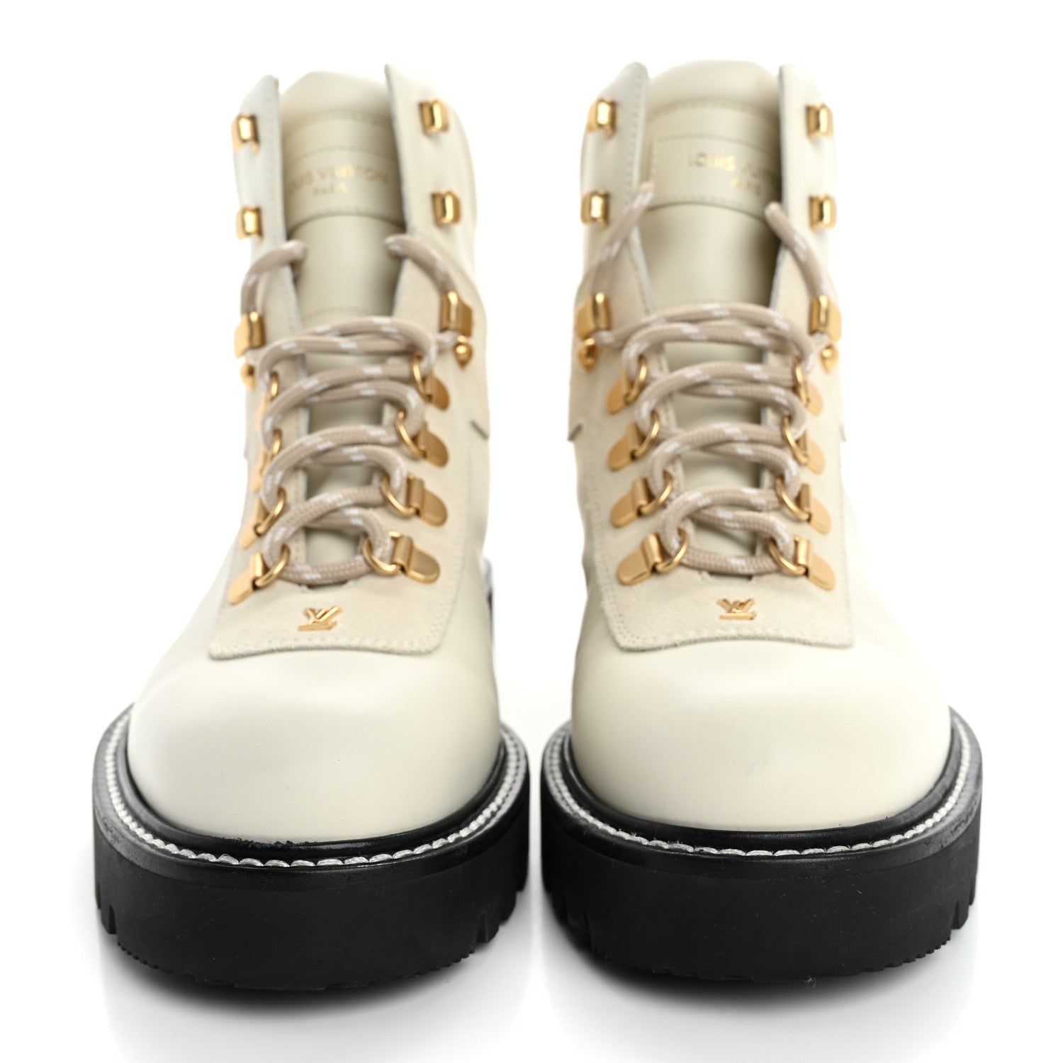 Louis Vuitton Calfskin Suede Territory Flat Ranger Boots 37.5 White 3 of 12