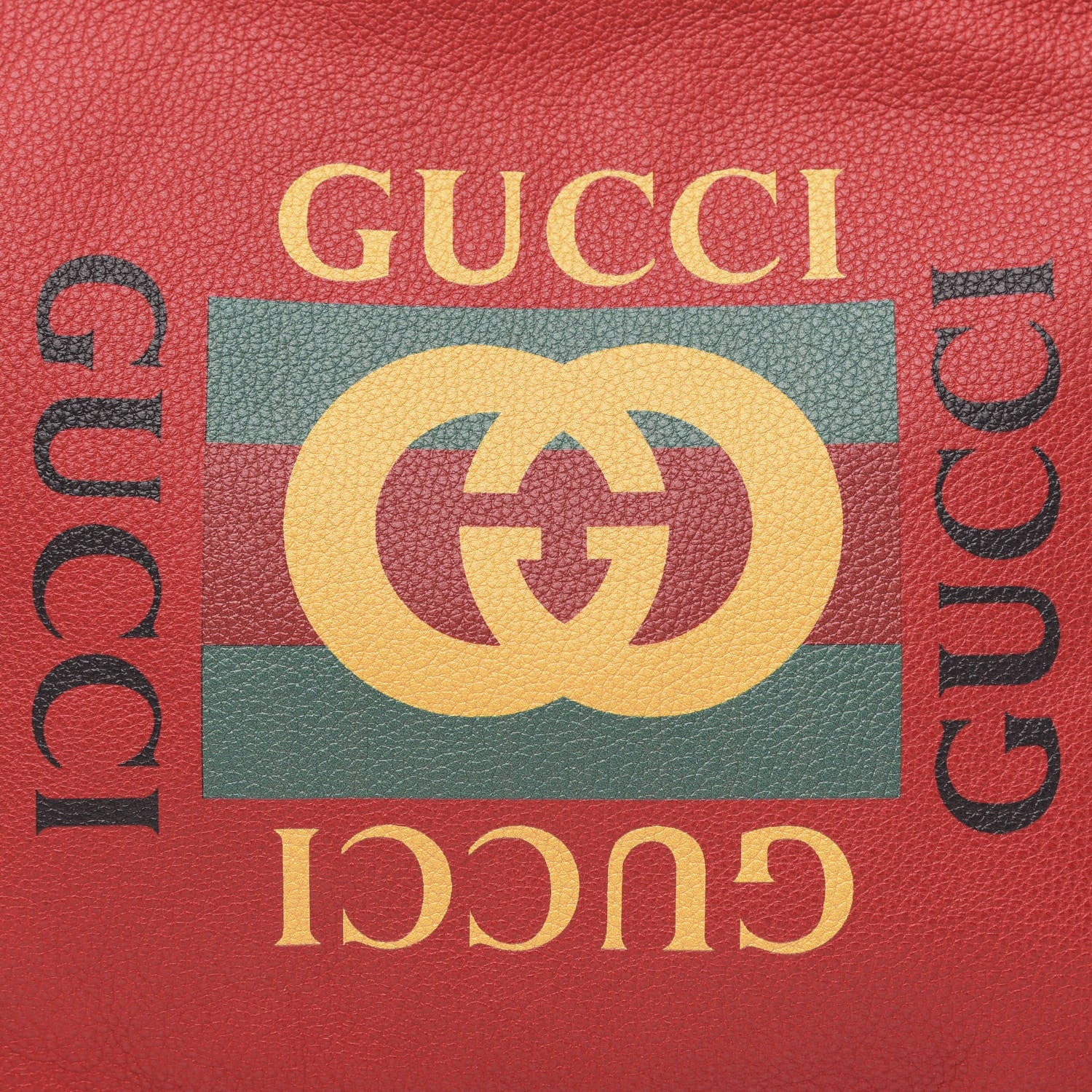 Gucci Pebbled Calfskin Medium Logo Portfolio Clutch Hibiscus Red 8 of 10