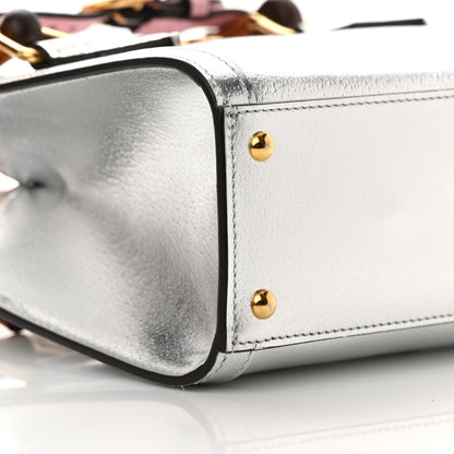 Gucci Textured Calfskin Mini Diana Tote Bag Silver Wild Rose 9 of 14