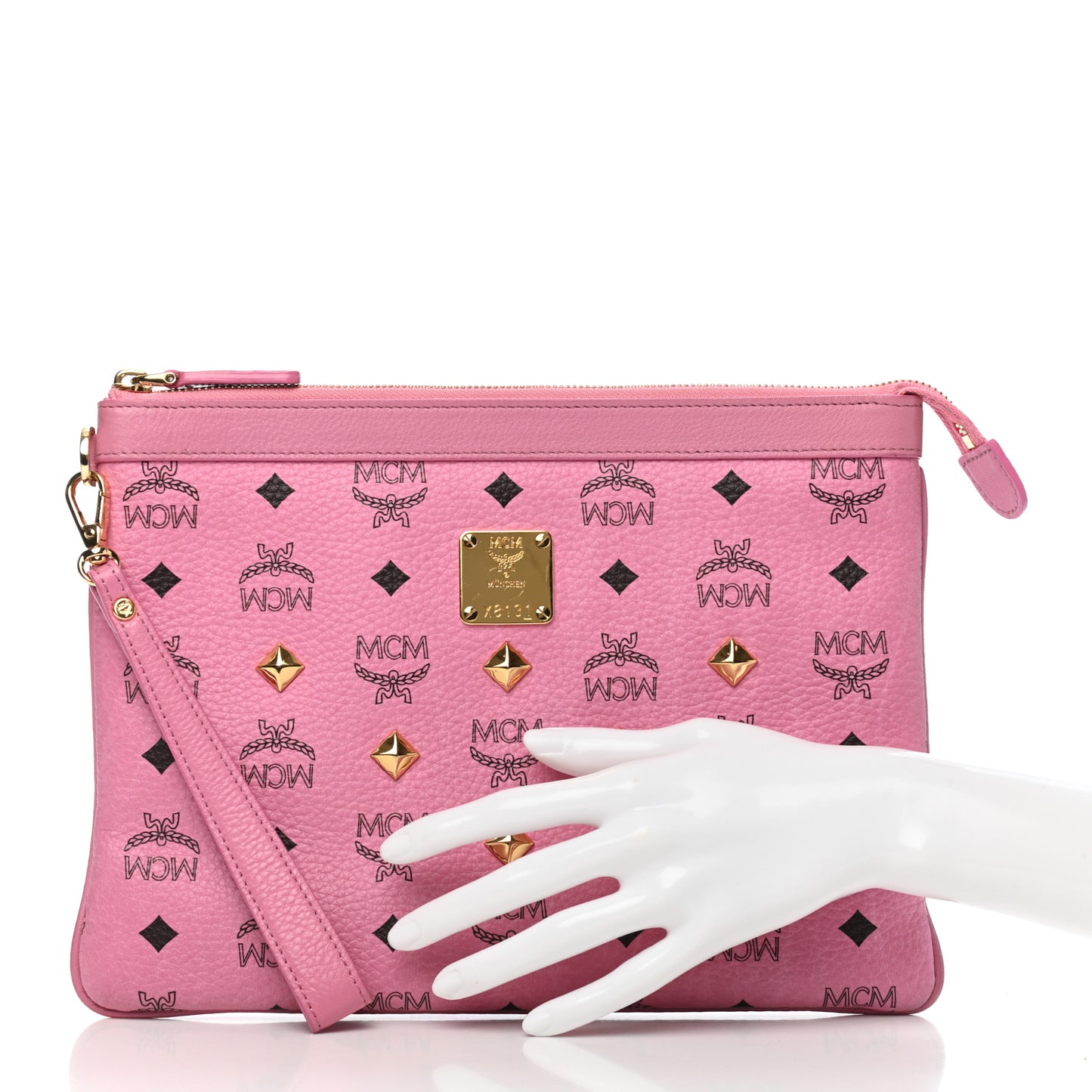 Visetos Studded Wristlet Pouch Pink