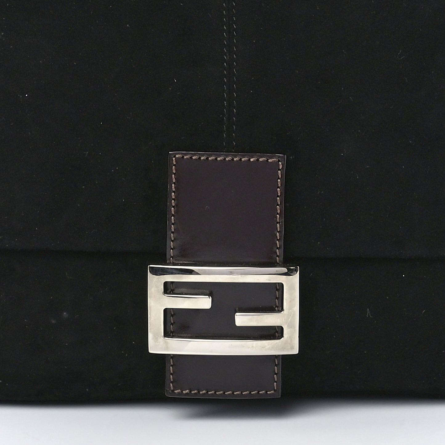 Suede Calfskin Mama Baguette Black