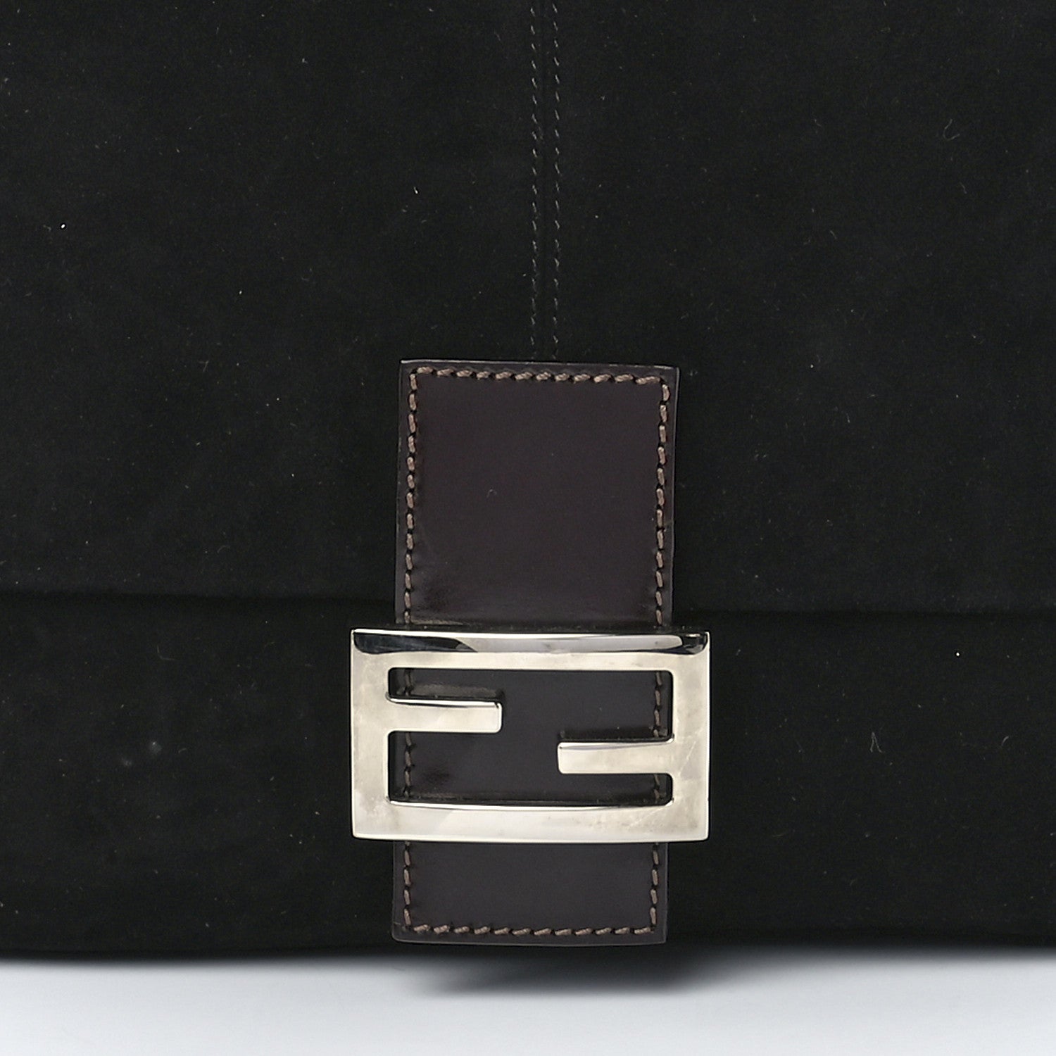 Fendi Suede Calfskin Mama Baguette Black 9 of 13