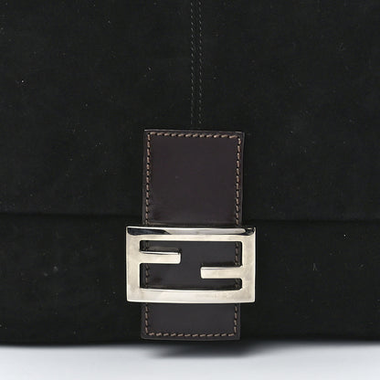 Fendi Suede Calfskin Mama Baguette Black 9 of 13