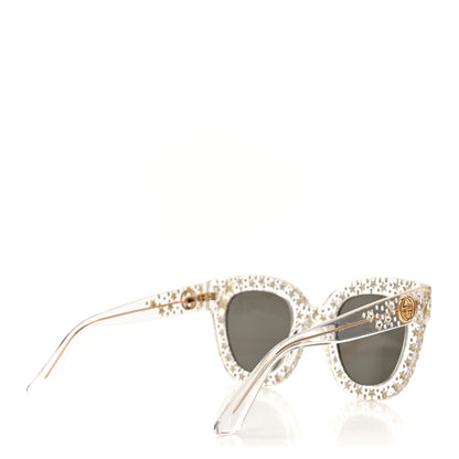 Gucci Acetate Crystal Oversize Mirrored Star Sunglasses GG0116S Ivory 4 of 8