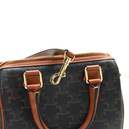 Celine Triomphe Canvas Calfskin Small Boston Bag Tan 13 of 13