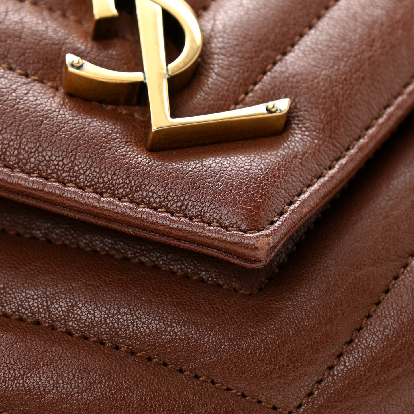 Sheepskin Matelasse Chevron Monogram Large College Satchel Brick
