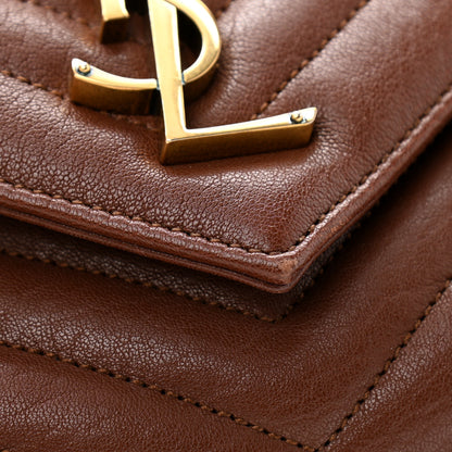 Saint Laurent Sheepskin Matelasse Chevron Monogram Large College Satchel Brick 12 of 13