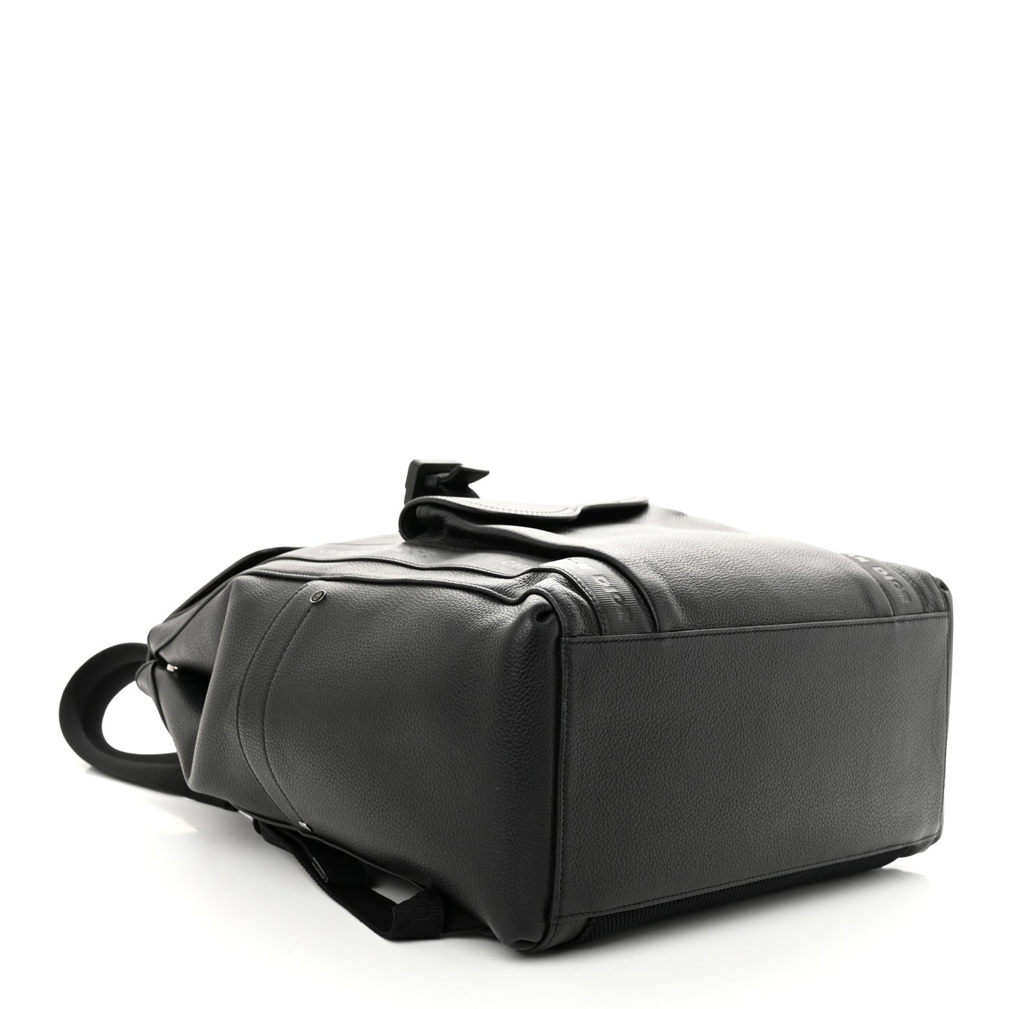 Grained Calfskin Saddle Backpack Black