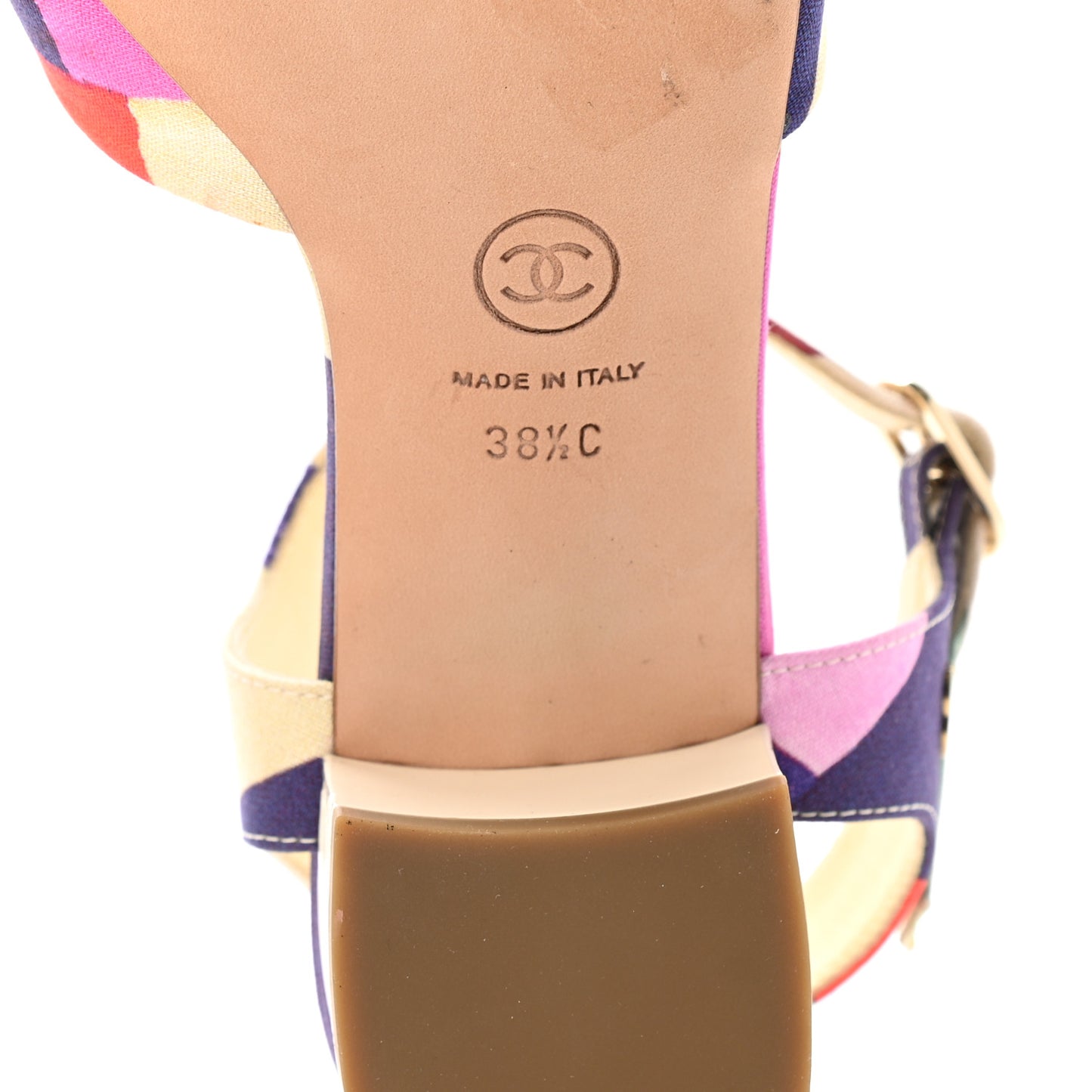 Fabric Camellia Embossed Sandals 38.5 Multicolor