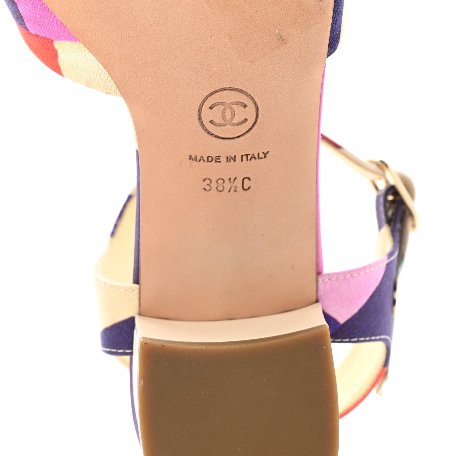 Chanel Fabric Camellia Embossed Sandals 38.5 Multicolor 6 of 10