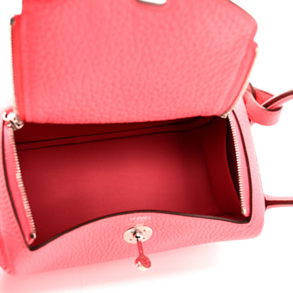 Hermes Taurillon Clemence Mini Lindy 20 Rose Azalee 5 of 10