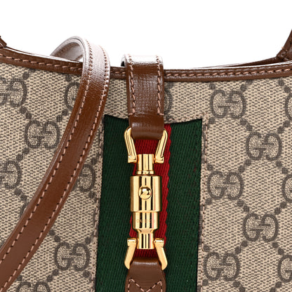 Gucci GG Supreme Monogram Azalea Calfskin Web Mini Jackie 1961 Hobo Beige Ebony Brown Sugar 8 of 10