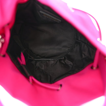 Balenciaga Recycled Sport Nylon Logo Embroidered Wheel Drawstring Bucket Bag XS Fuchsia Black 5 of 9