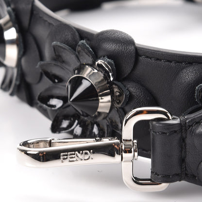 Fendi Vitello Dolce Nappa Patent Flowerland Studded Strap You Black 4 of 5