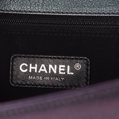 Chanel Iridescent Goatskin Quilted New Medium Boy Flap Purple 6 of 10