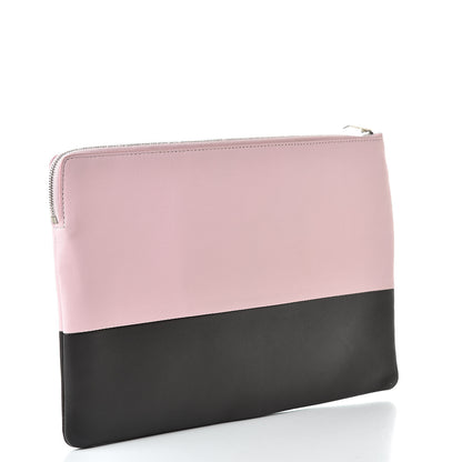 Celine Lambskin Bi-Color Solo Clutch Pouch Pale Pink Espresso 3 of 8
