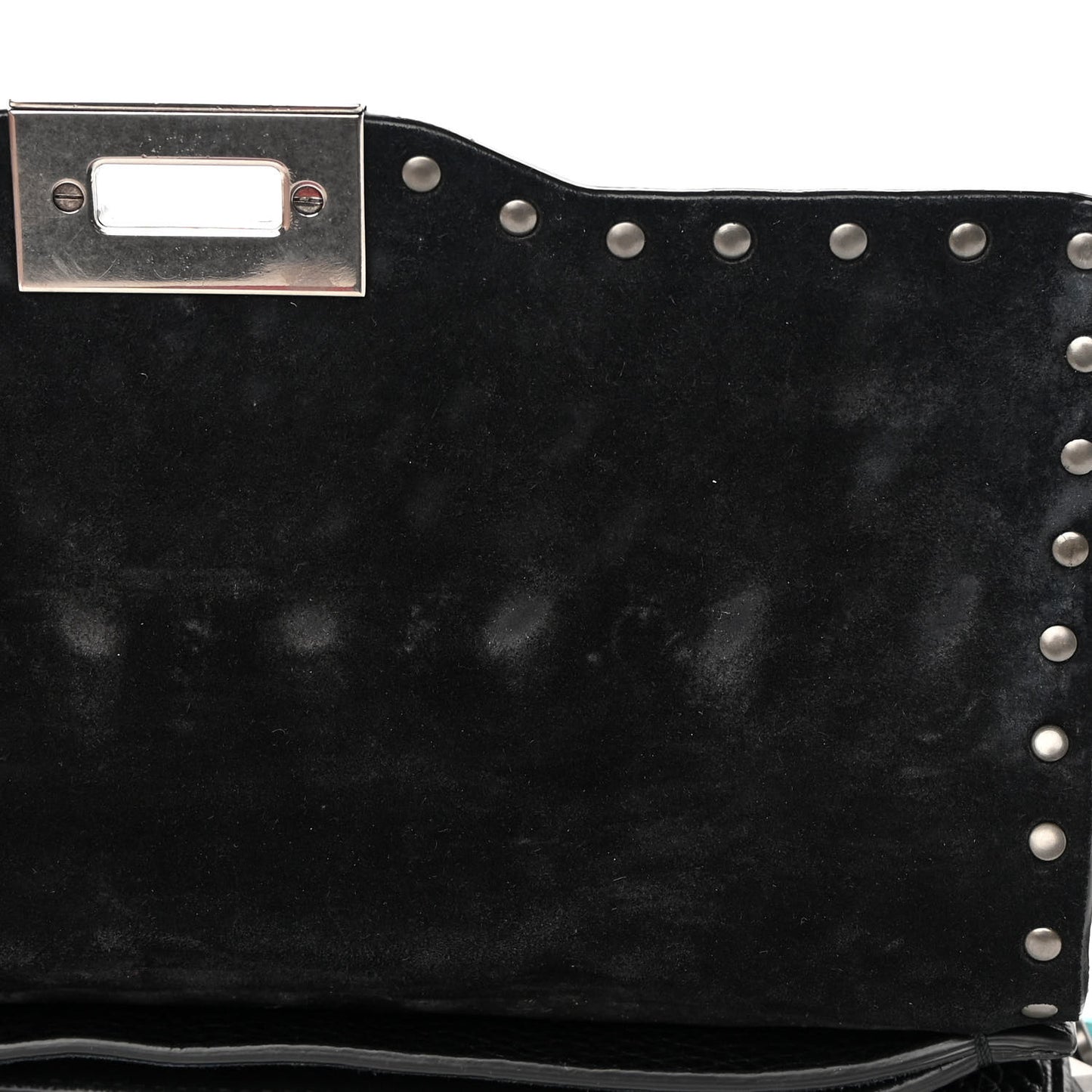 Calfskin Embroidered Medium Guitar Strap Rockstud Rolling Flap Saddle Bag Black