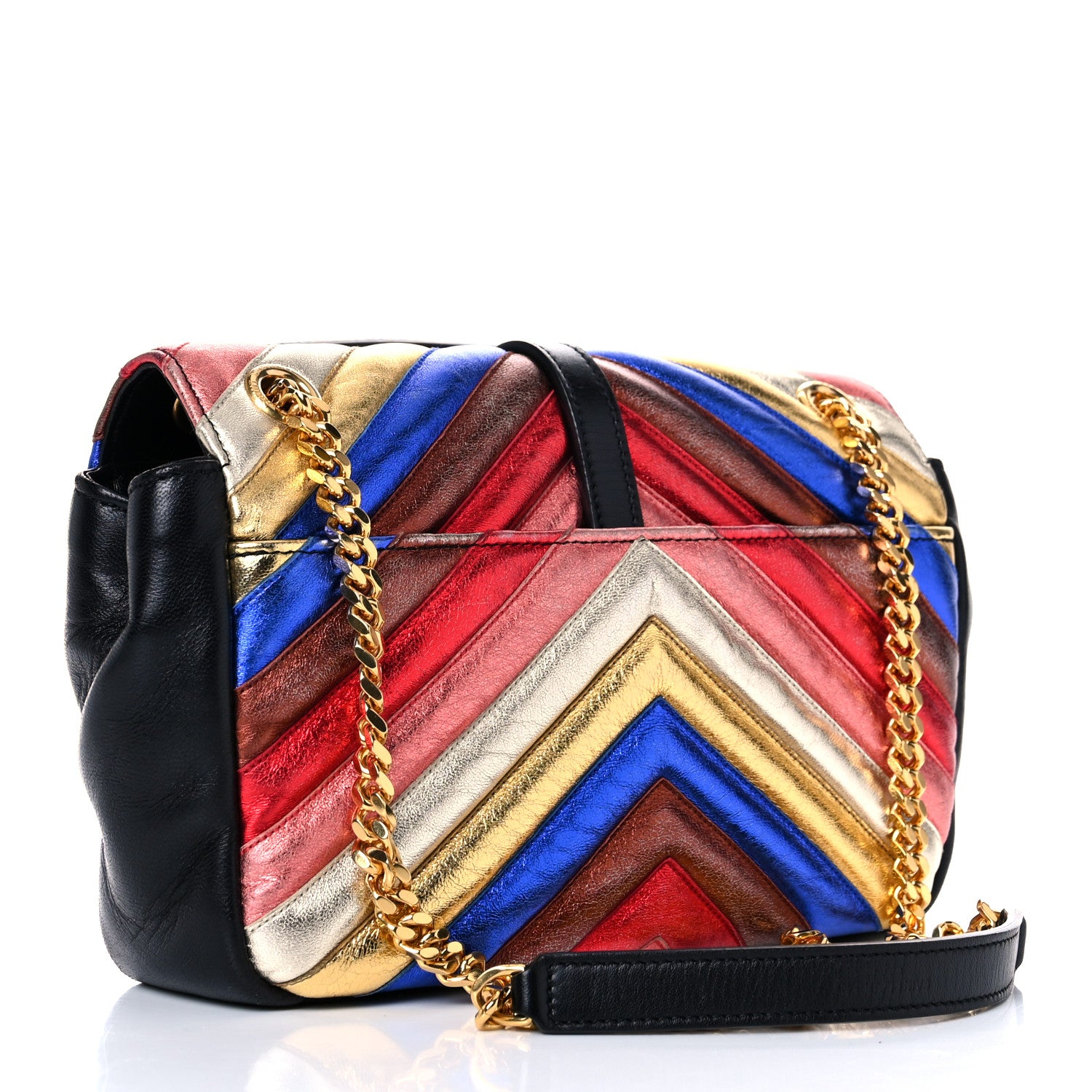 Saint Laurent Metallic Calfskin Matelasse Chevron Monogram Medium College Satchel Multicolor 3 of 17