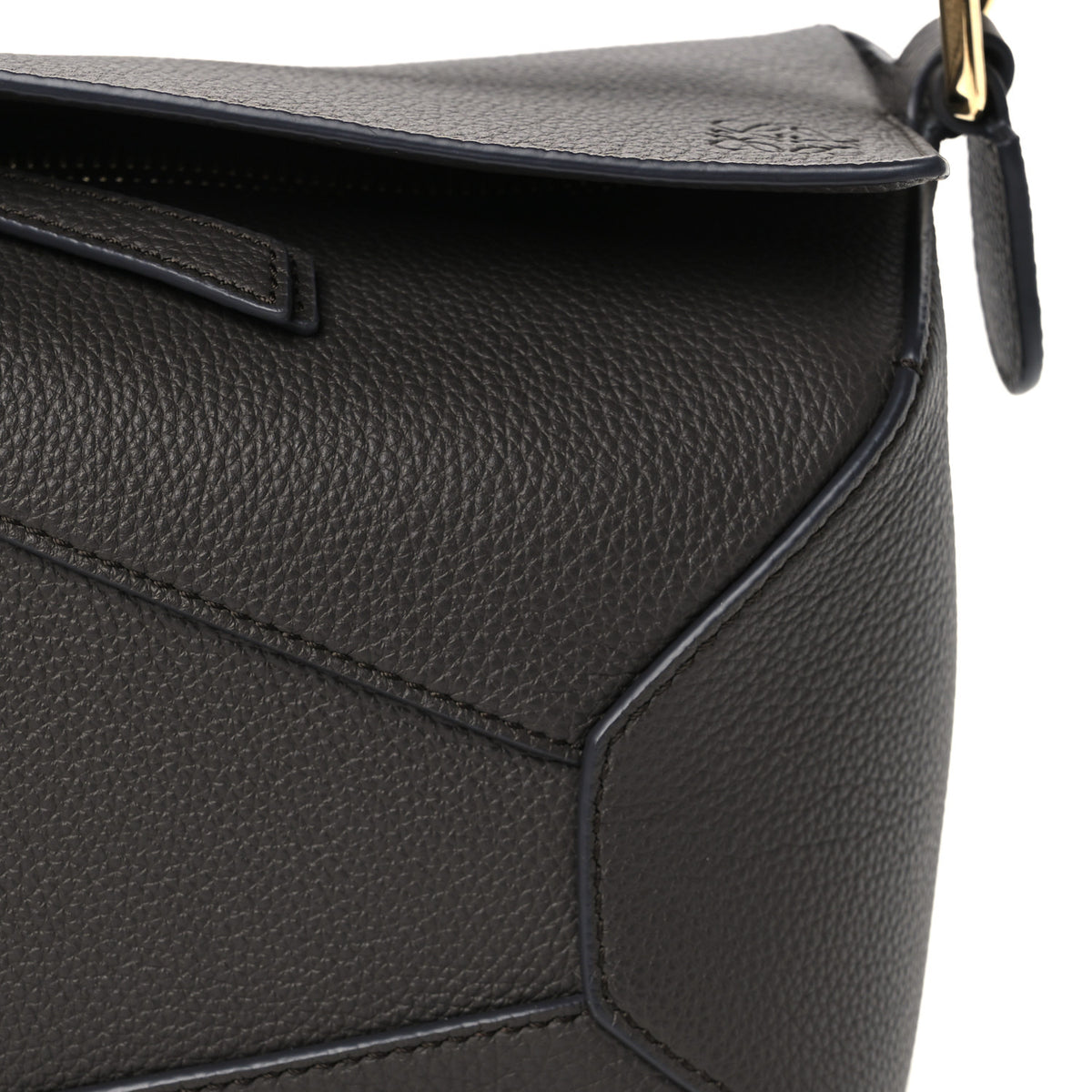 Grained Calfskin Small Puzzle Edge Bag Dark Grey