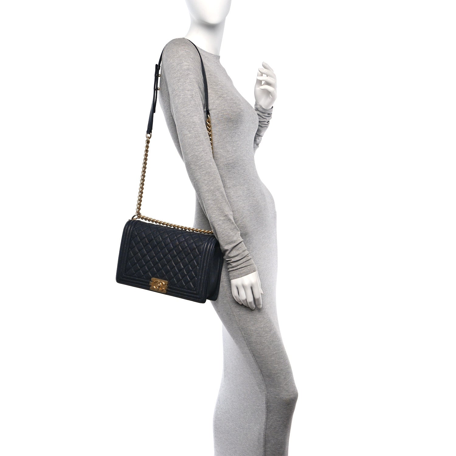 Chanel Caviar Quilted New Medium Boy Flap Navy 2 of 10