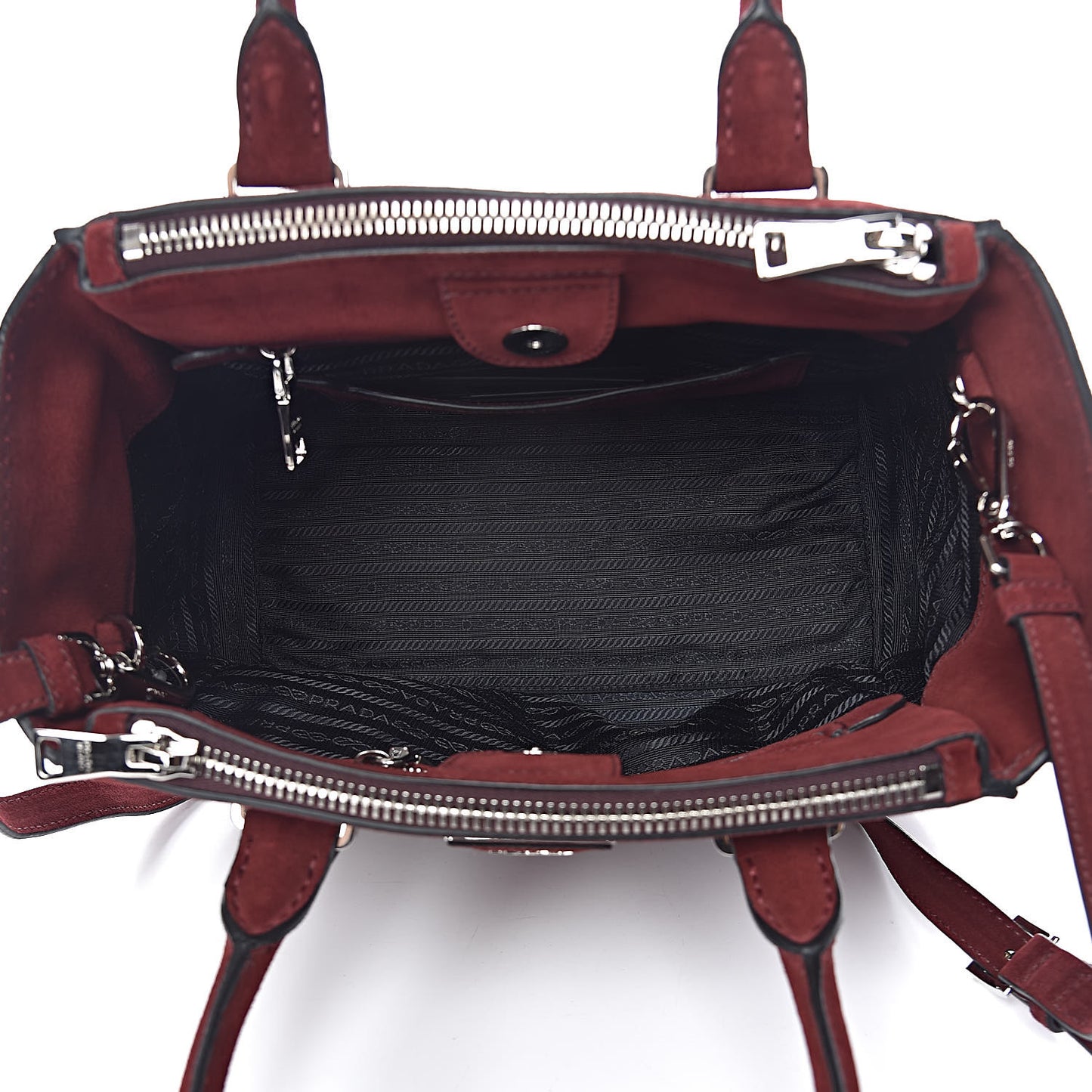 Suede Scamosciato Stitched Small Twin Pocket Tote Porpora
