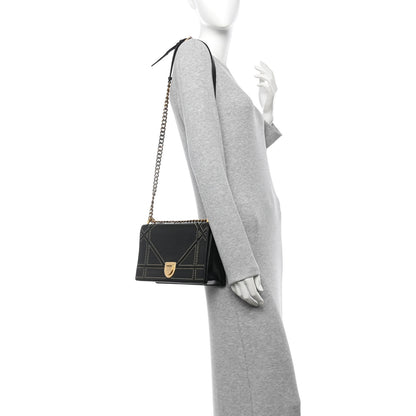 Christian Dior Lambskin Studded Medium Diorama Flap Bag Black 2 of 18
