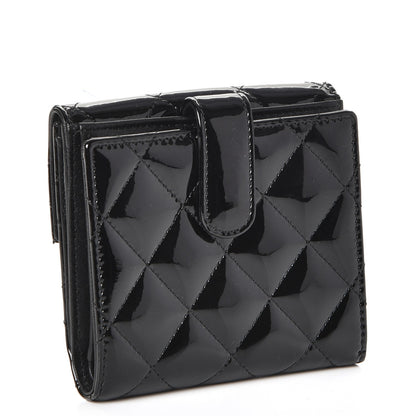 Chanel Patent Quilted Compact French Flap Wallet Black 3 of 9