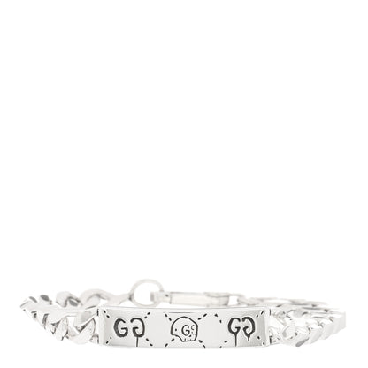 Gucci Sterling Silver GucciGhost Hamlet Skull ID Chain Bracelet 1 of 4