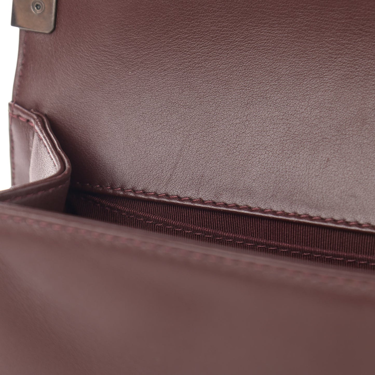Calfskin Chevron Quilted Small Boy Flap Burgundy