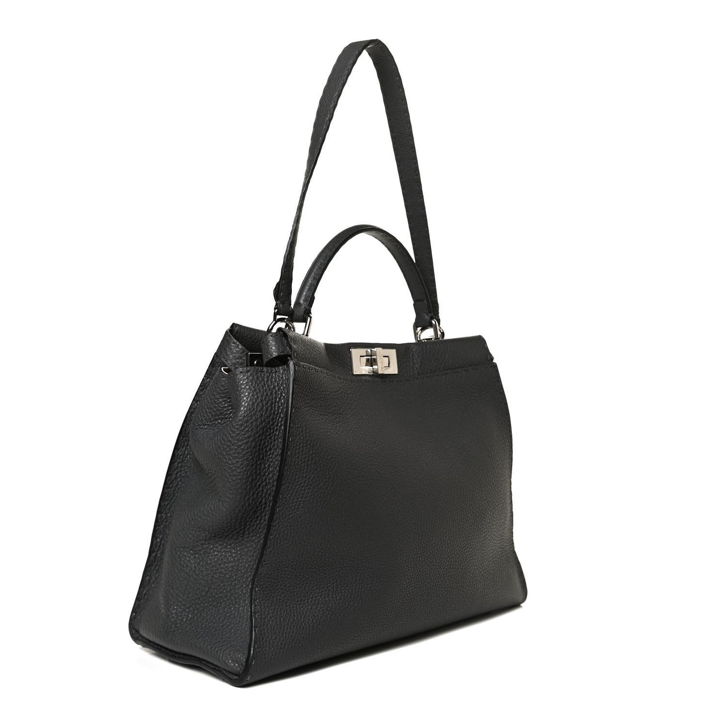 Cuoio Romano Selleria Bi-Color Large Peekaboo Iconic Satchel Asfalto Latte