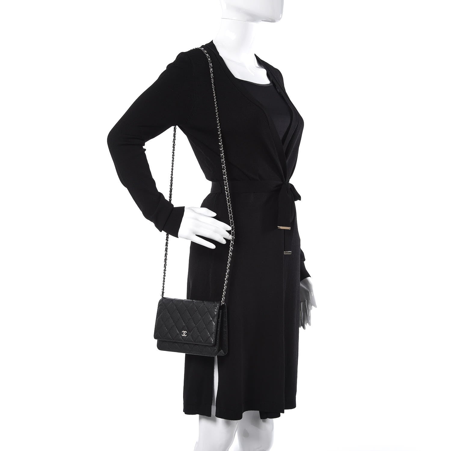 Chanel Caviar Quilted Wallet On Chain WOC Black 2 of 9
