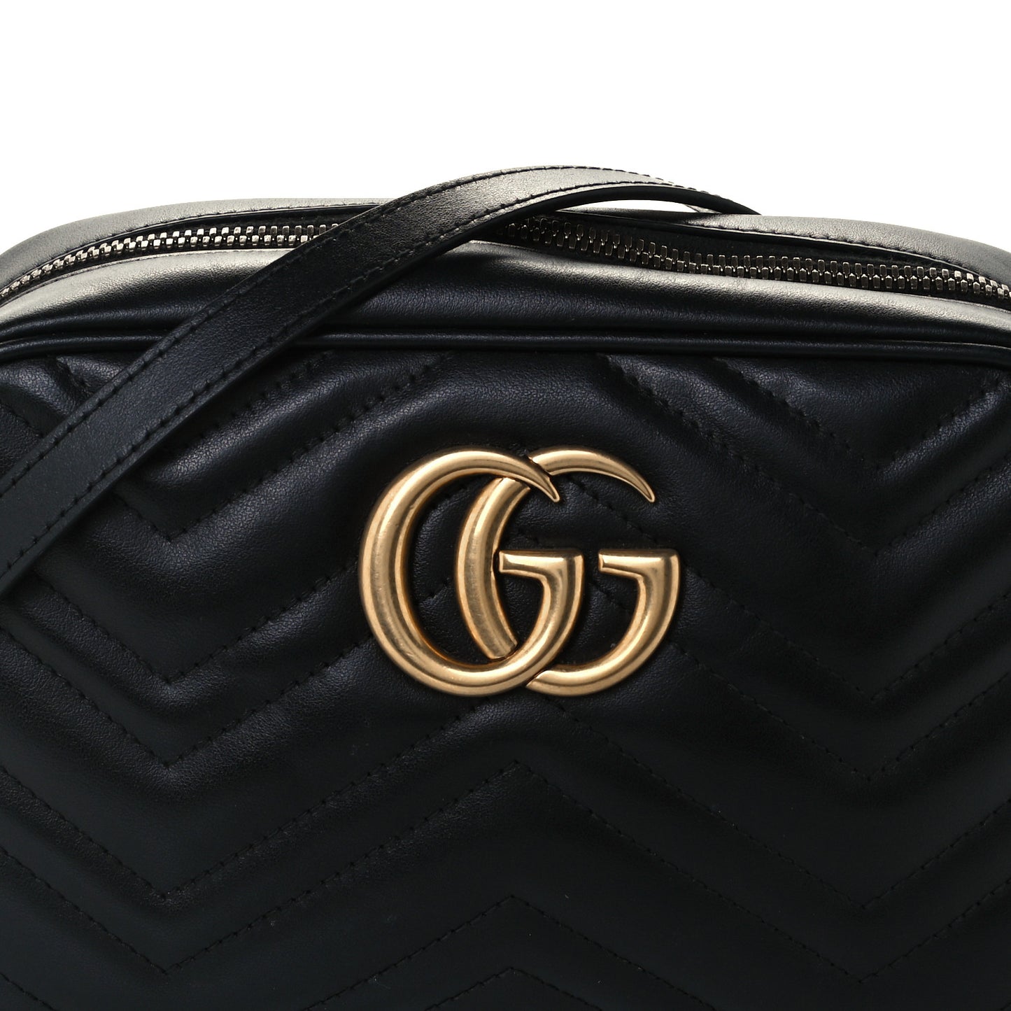 Calfskin Matelasse Small GG Marmont Chain Shoulder Bag Black