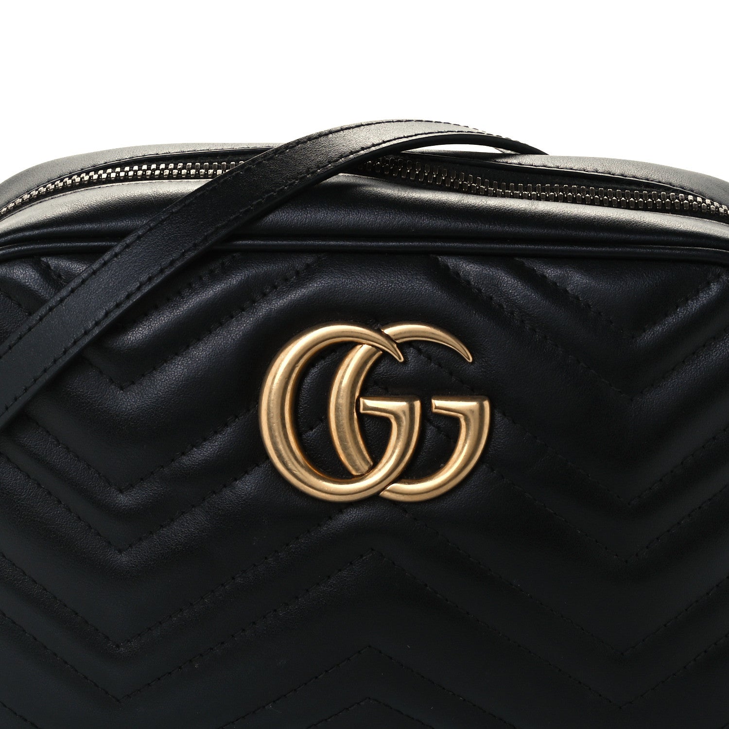 Gucci Calfskin Matelasse Small GG Marmont Chain Shoulder Bag Black 9 of 12