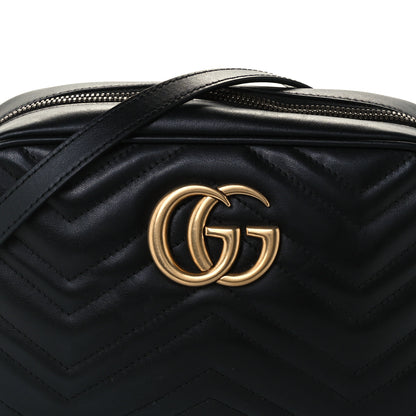 Gucci Calfskin Matelasse Small GG Marmont Chain Shoulder Bag Black 9 of 12
