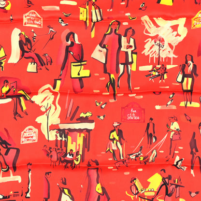 Hermes Silk Rendez Vous Rive Gauche Scarf 70 Geranium Jaune Vif Rouge 2 of 3