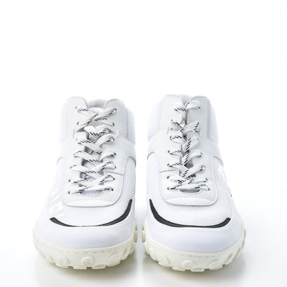 Chanel Calfskin Mesh Lycra Womens Logo High Top Sneakers 38 White 3 of 10